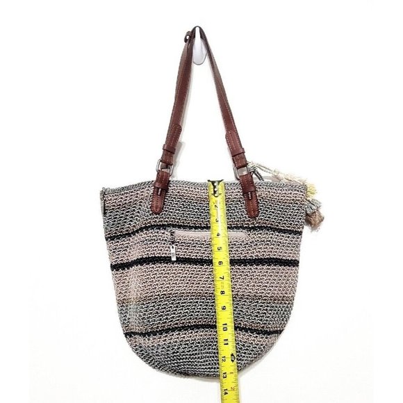 THE SAK Silverwood Crochet Shoreline Bucket Hobo Bag Multicolor Striped 15x13 - Picture 8 of 10